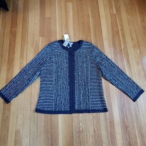 Chico's Crushed Stripe Jacket, India Ink,  XL